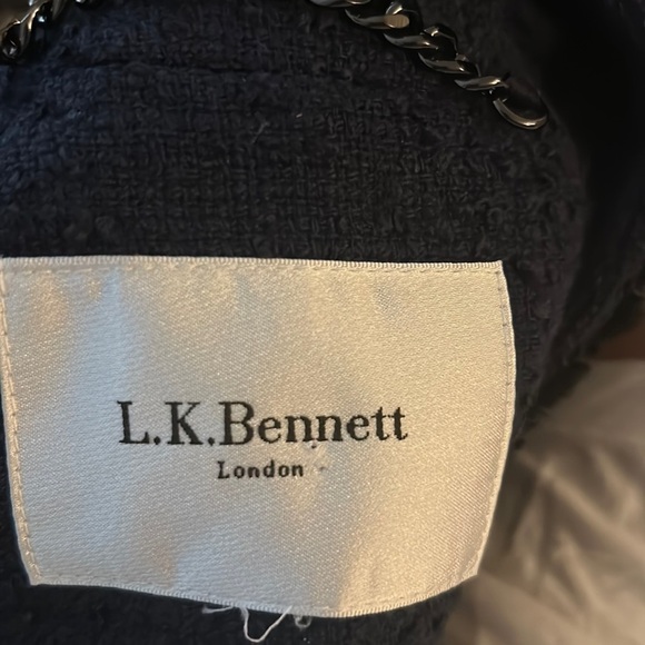 LK Bennett Halyna Navy Tweed Blazer Size 12 - Picture 3 of 14